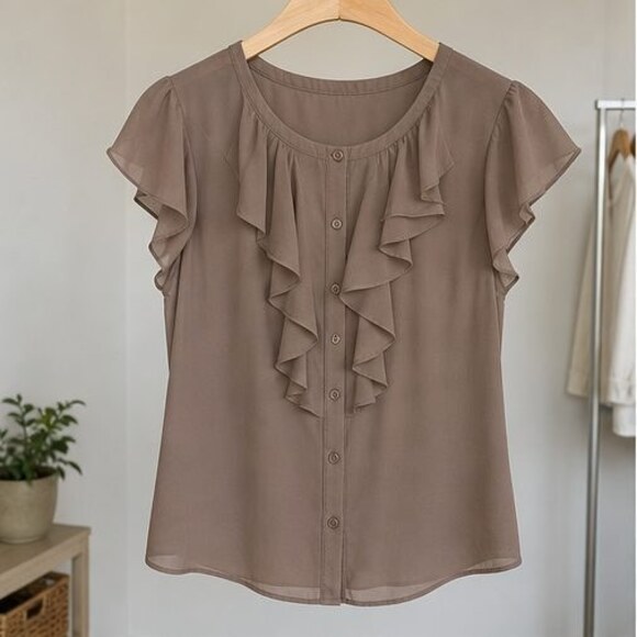 None Tops - Taupe Smocked Top